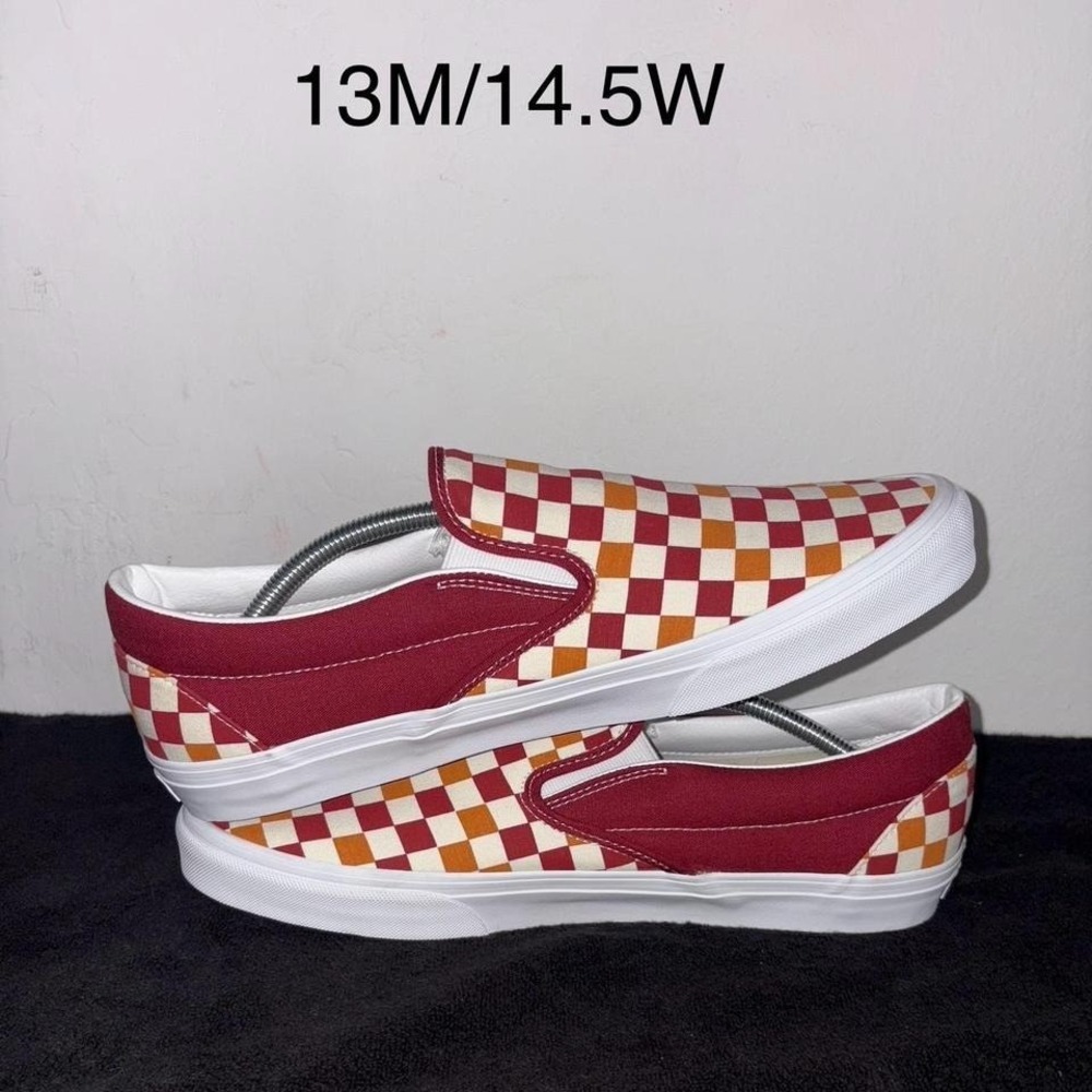 Vans Classic Slip-On Checkerboard – Red/Orange 13M Brand New